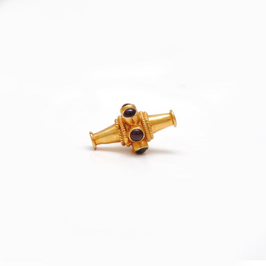 18K Gold Ruby Fancy Tube Beads - 10X15 MM - view 3