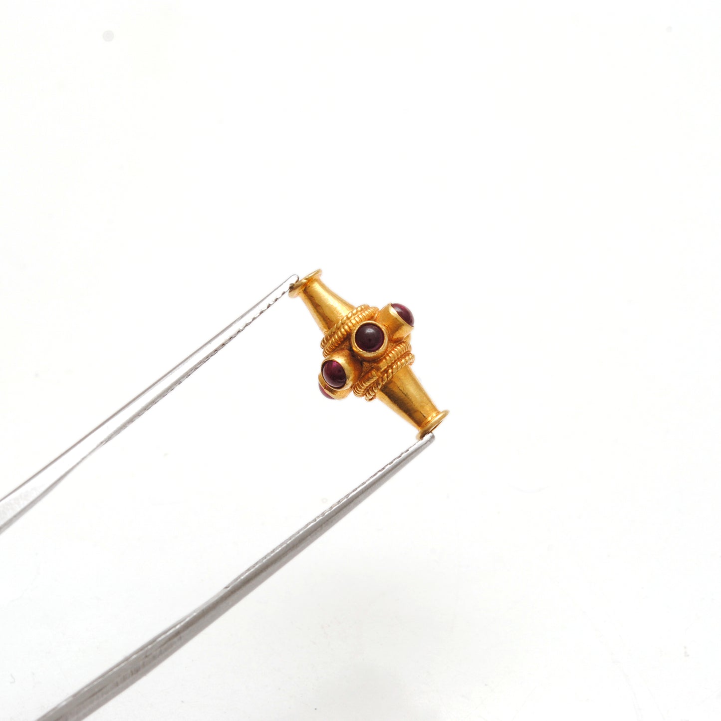 18K Gold Ruby Fancy Tube Beads - 10X15 MM