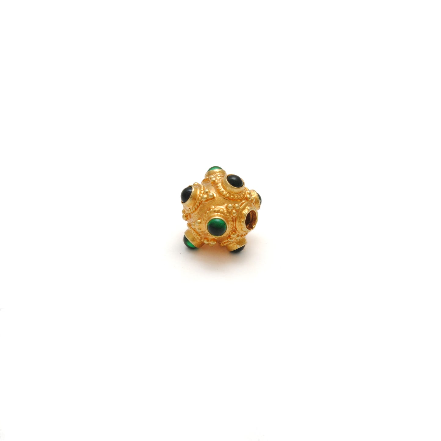 18K Gold Emerald Ball Spacer Beads 8mm
