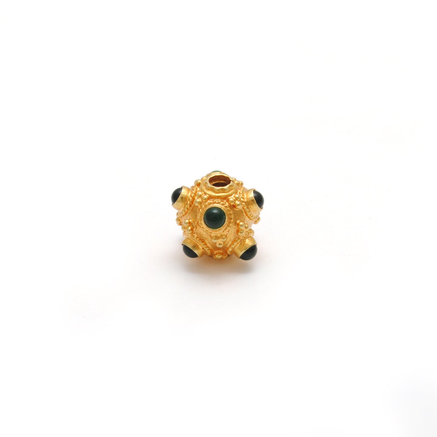 18K Gold Emerald Ball Spacer Beads 8mm