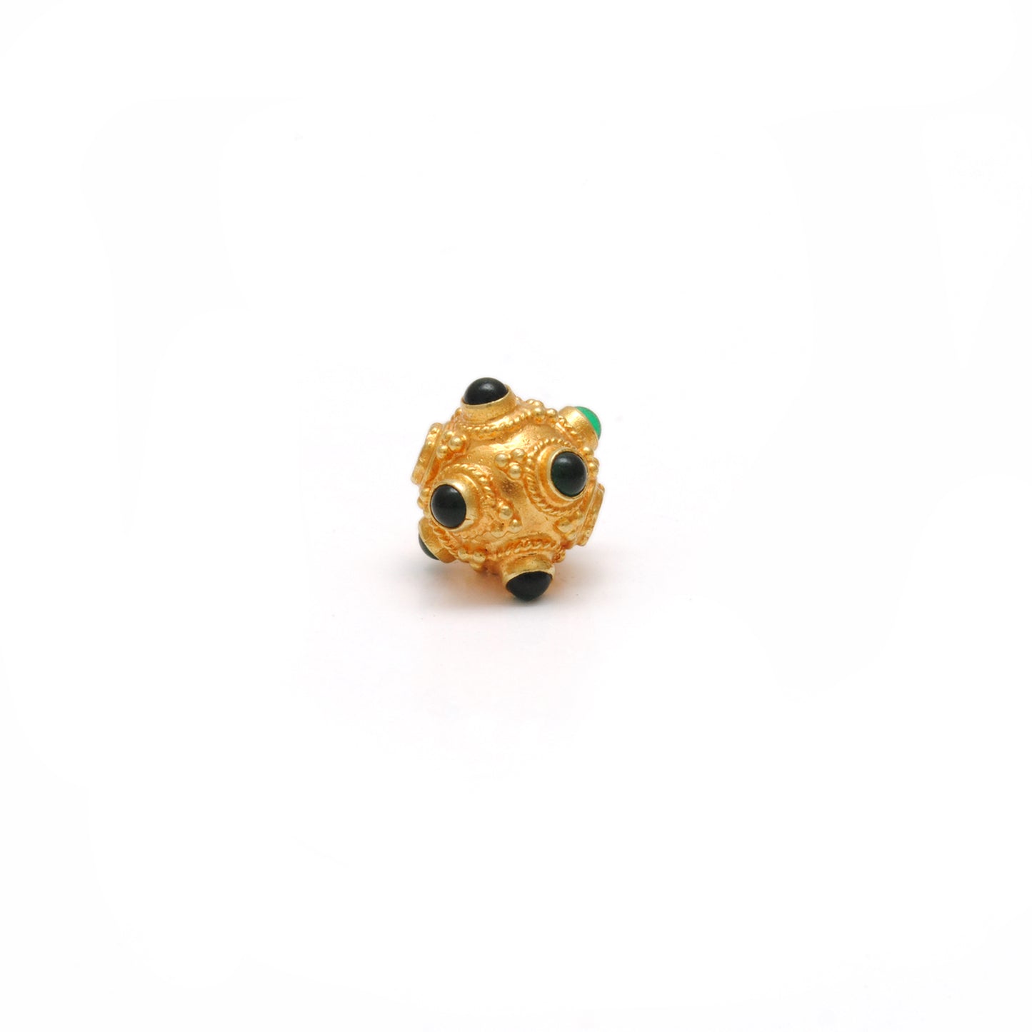 18K Gold Emerald Ball Spacer Beads 8mm