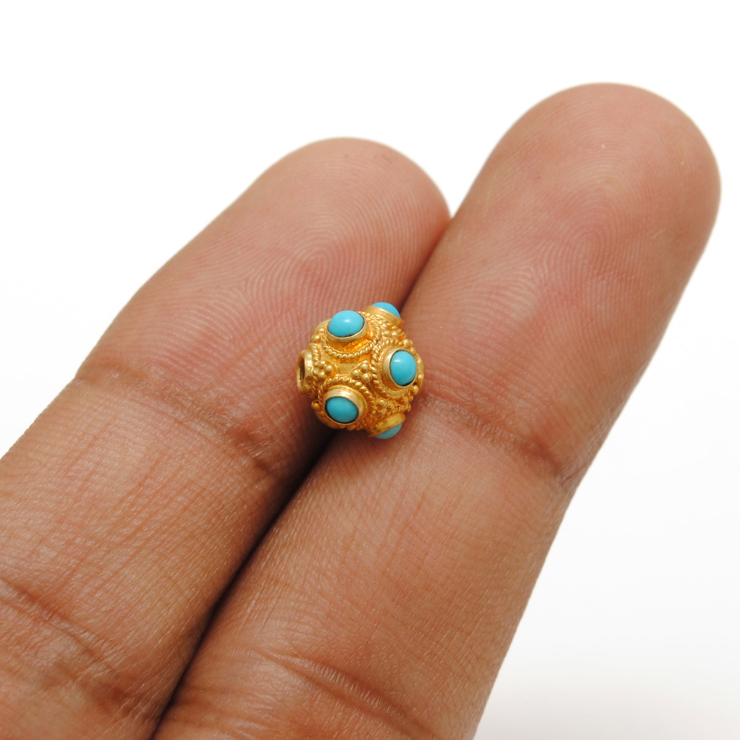 18 Carat Gold Turquoise Ball Spacer Beads 8mm