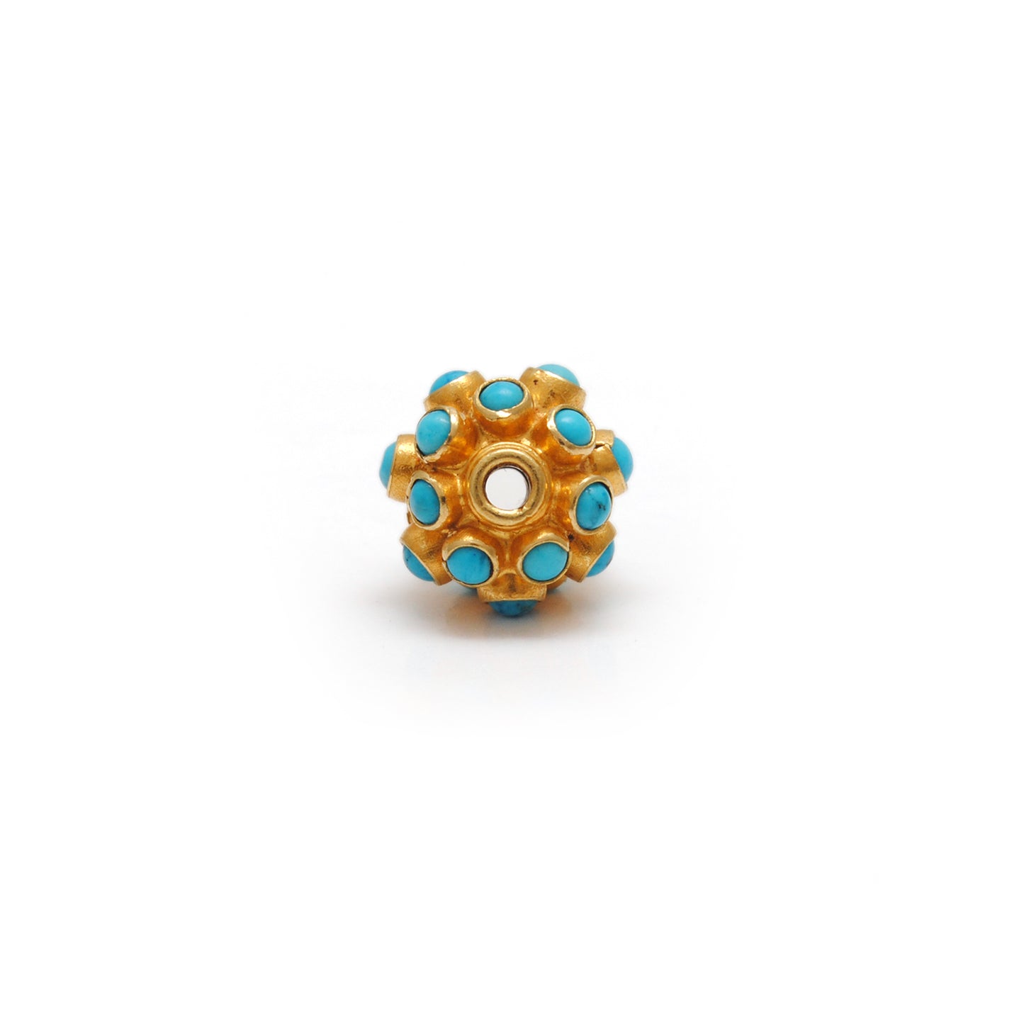 18 Karat Gold 9mm Turquoise Ball Spacer Beads