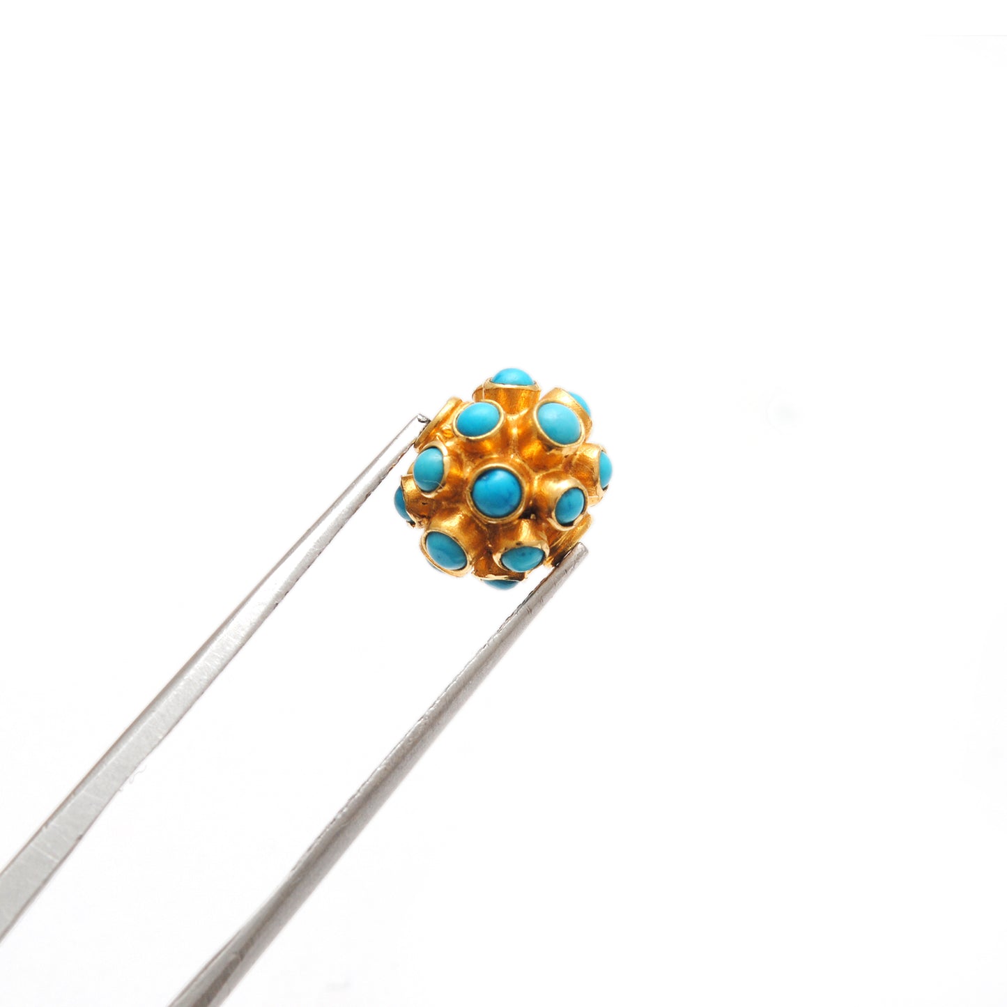 18 Karat Gold 9mm Turquoise Ball Spacer Beads