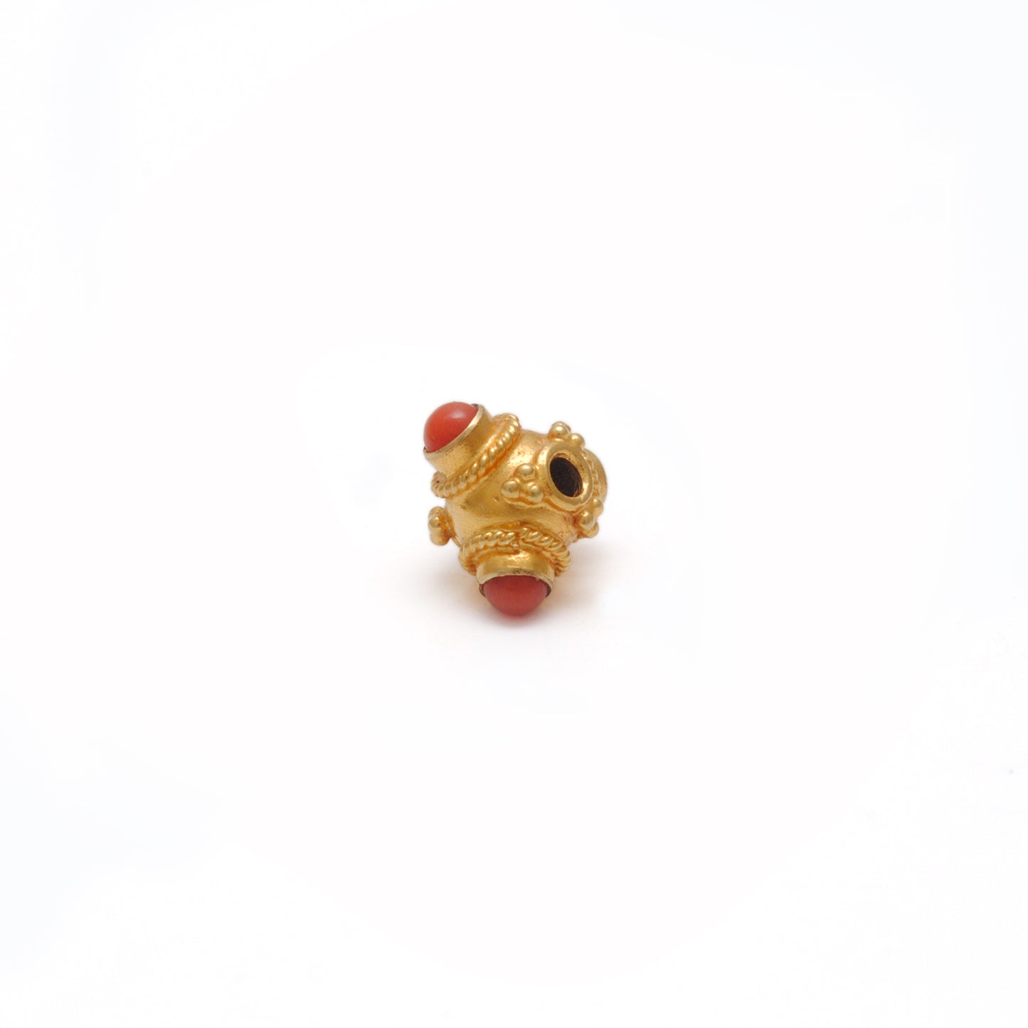 18 Karat Gold Spacer Beads Coral Stone Triangle DIY Craft