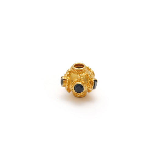 18 Carat Gold Emerald Round Spacer Beads - view 3