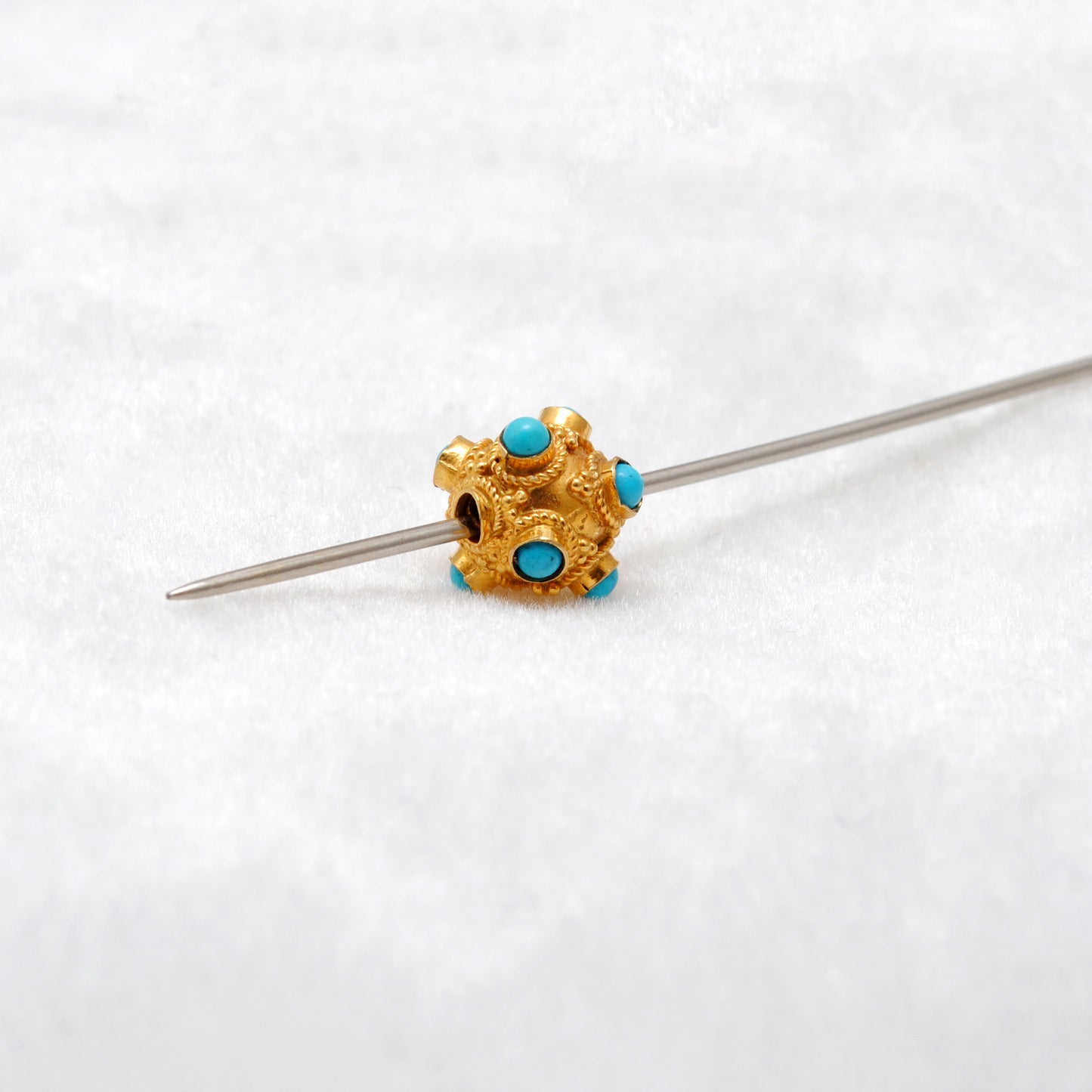 18K Gold Turquoise Spacer Beads 8mm