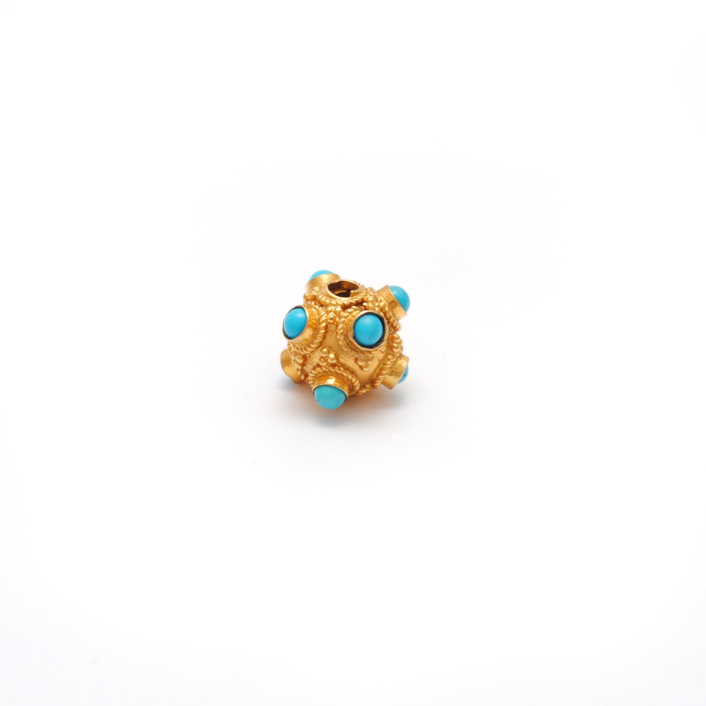 18K Gold Turquoise Spacer Beads 8mm