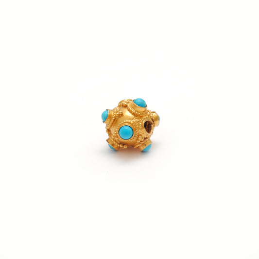 18K Gold Turquoise Spacer Beads 8mm - view 3