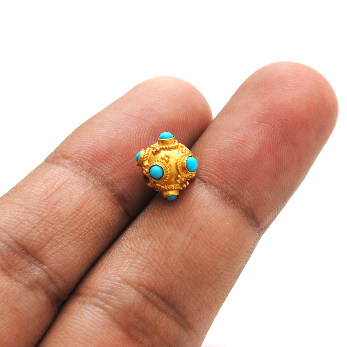 18K Gold Turquoise Spacer Beads 8mm