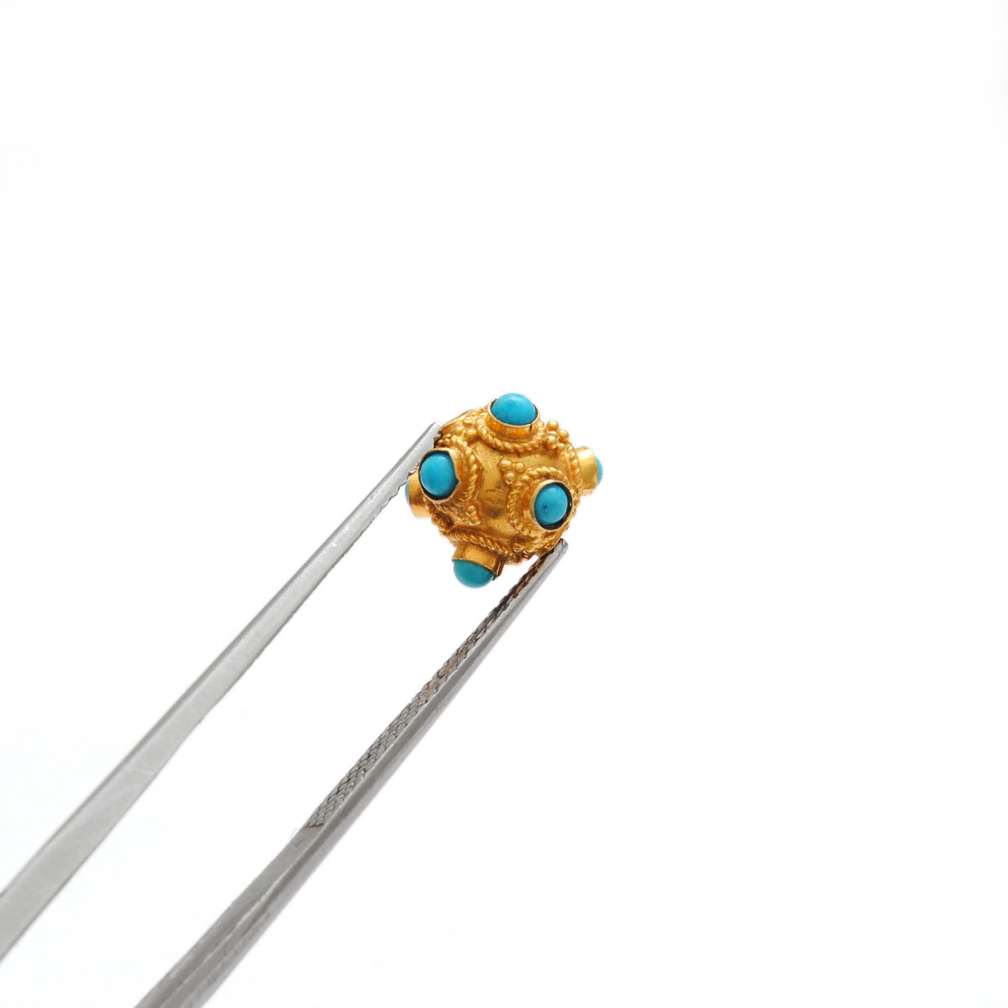 18K Gold Turquoise Spacer Beads 8mm