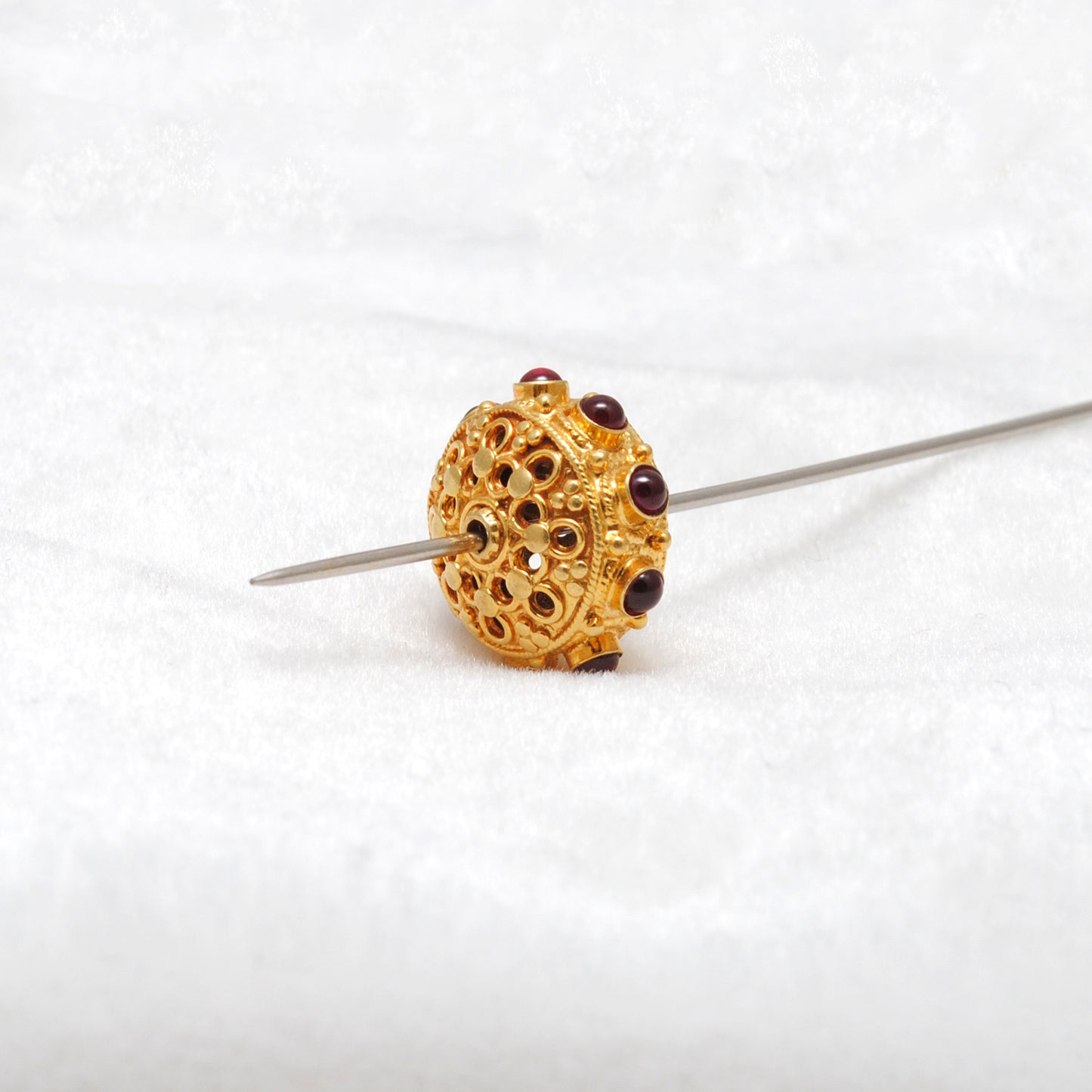 18KTT Gold Ruby Wheel Spacer Beads 14x10mm