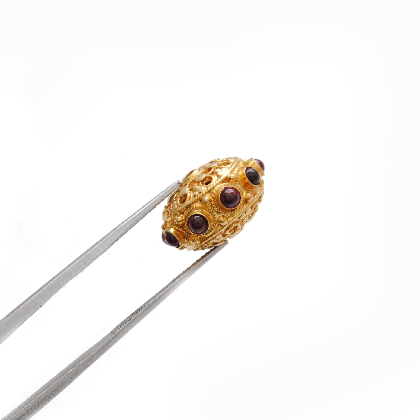 18KTT Gold Ruby Wheel Spacer Beads 14x10mm