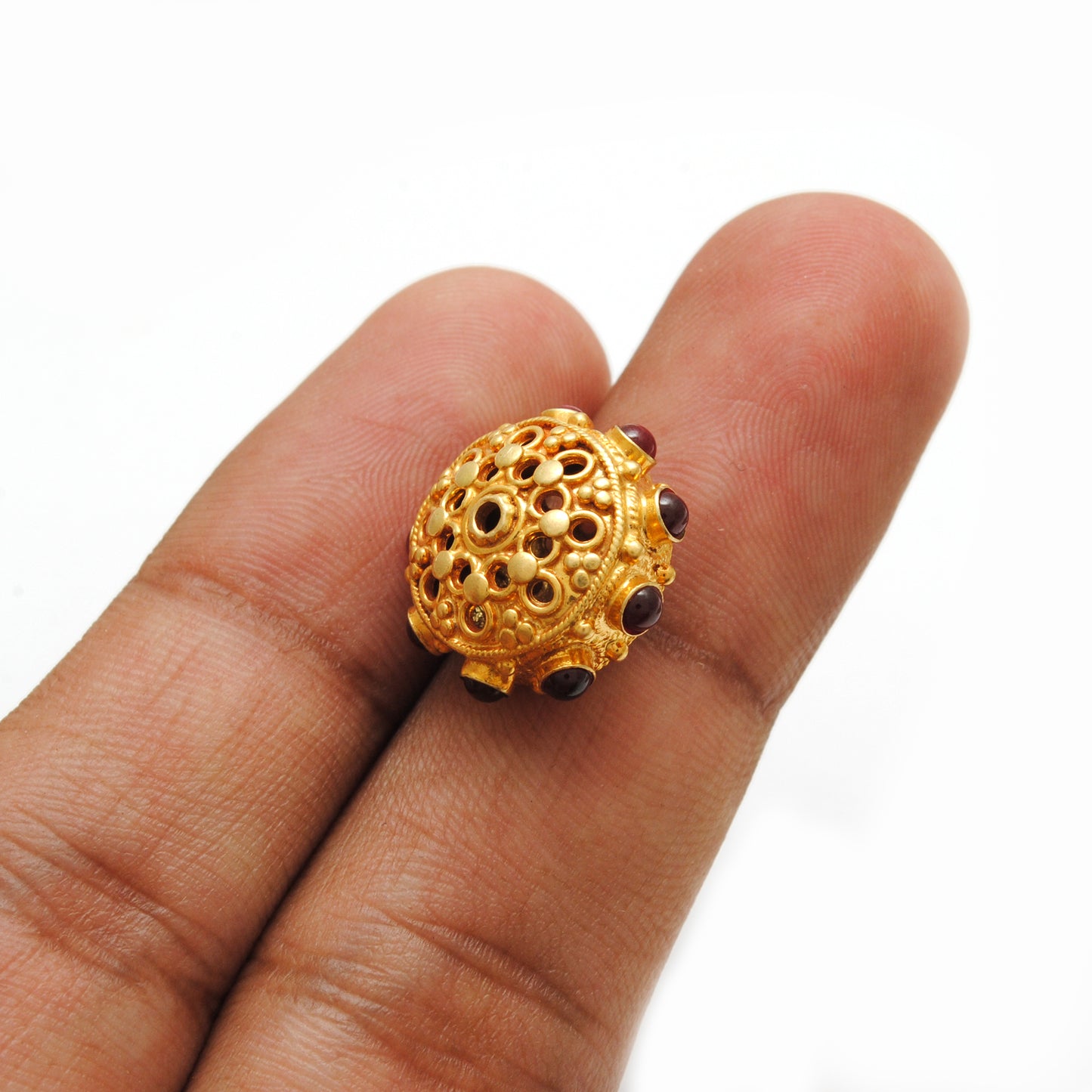 18KTT Gold Ruby Wheel Spacer Beads 14x10mm