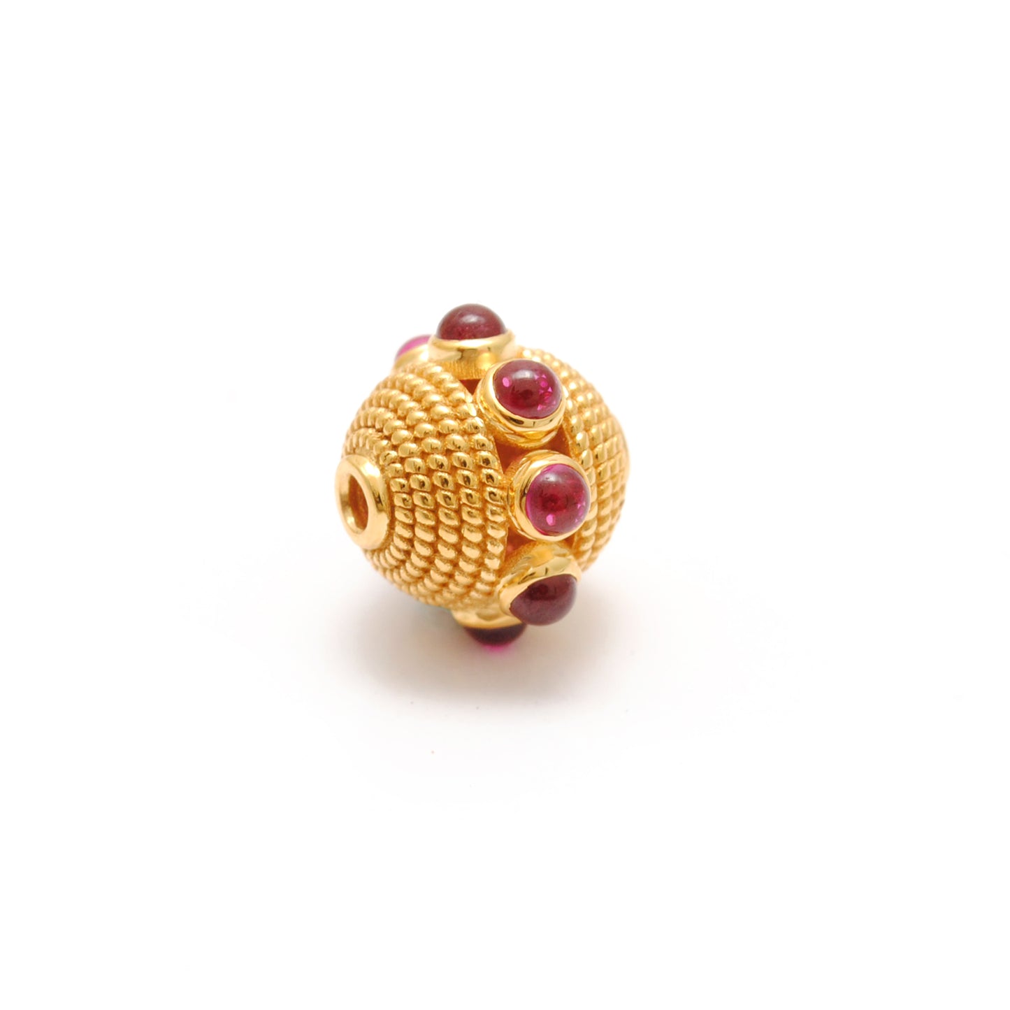 18K Gold Ruby Round Spacer Beads