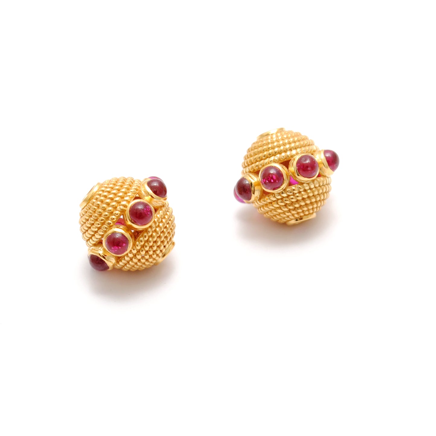 18K Gold Ruby Round Spacer Beads