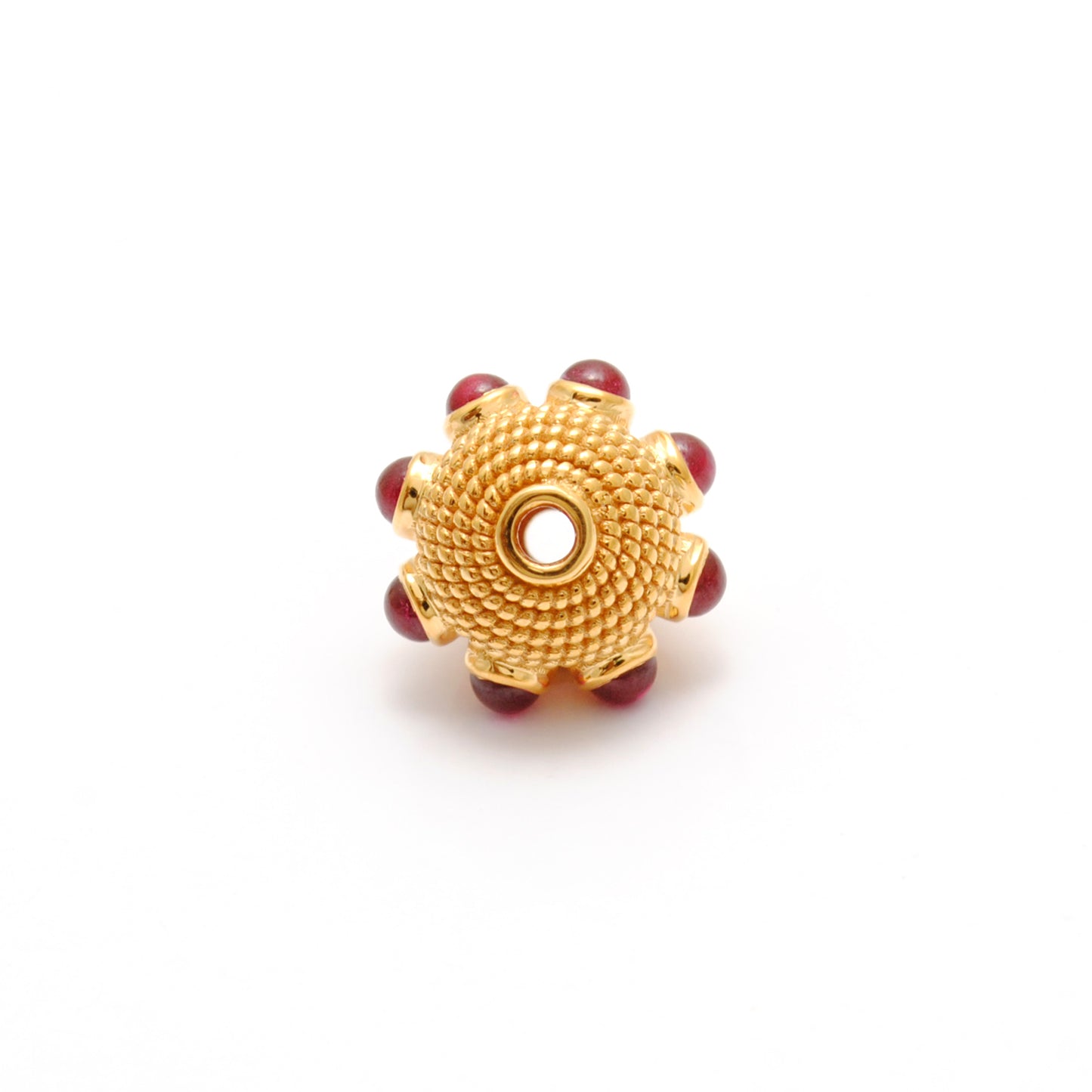 18K Gold Ruby Round Spacer Beads