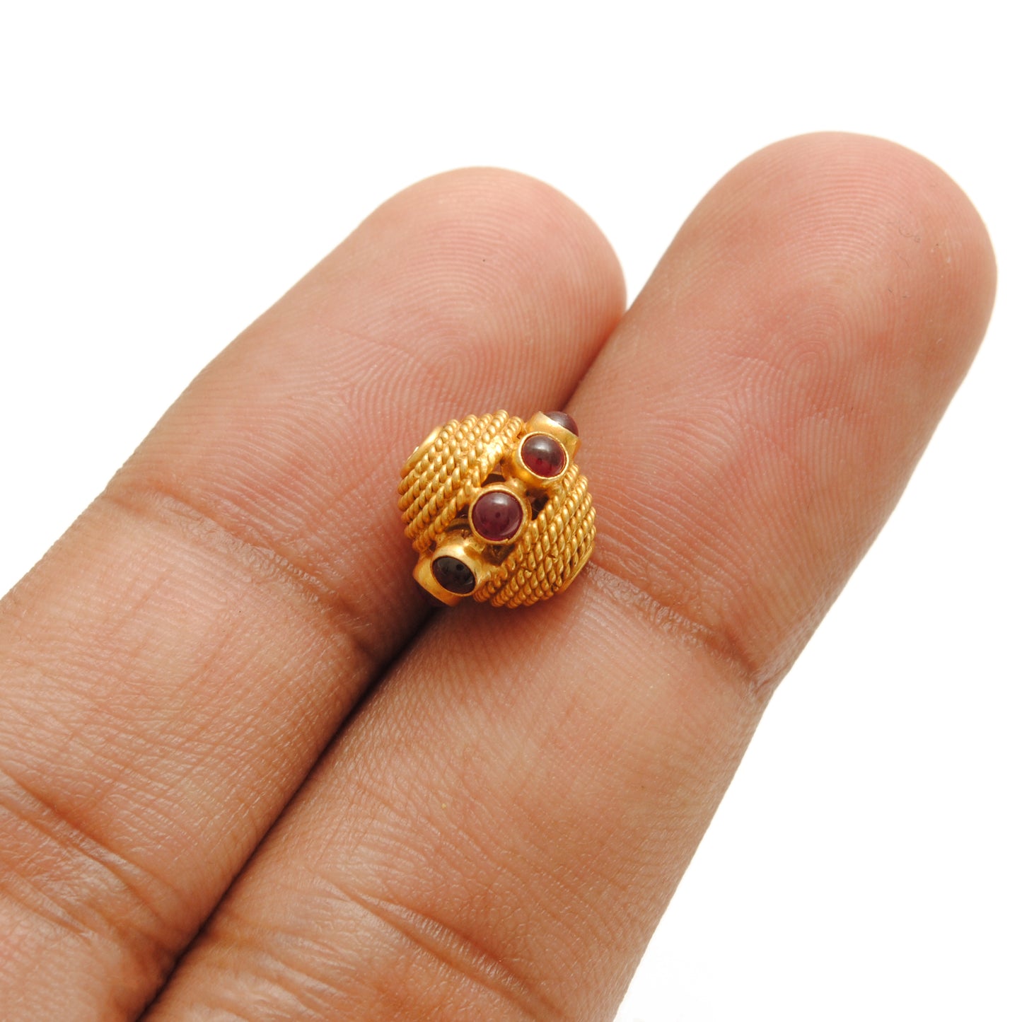 18K Gold Ruby Round Spacer Beads