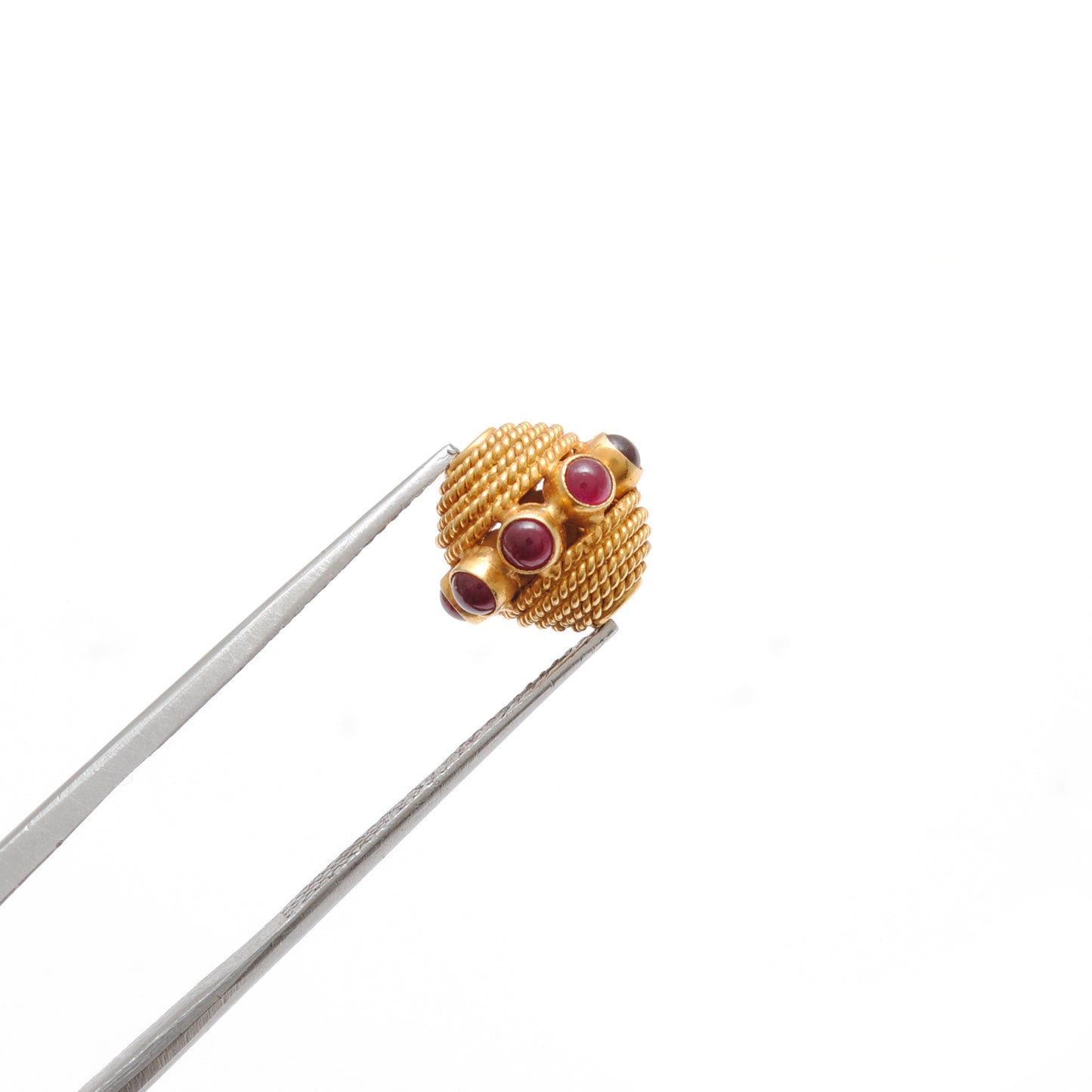 18K Gold Ruby Round Spacer Beads
