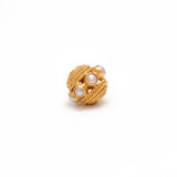 18K Gold Engrave Pearl stone Rondelle Spacer Bead 10mm