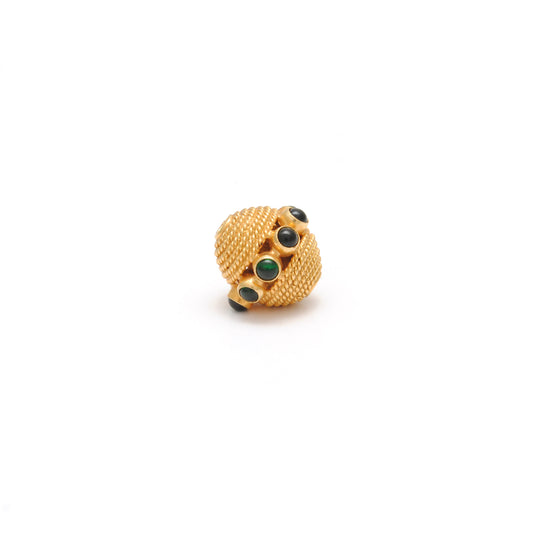18K Gold Emerald Round Spacer Beads 12mm