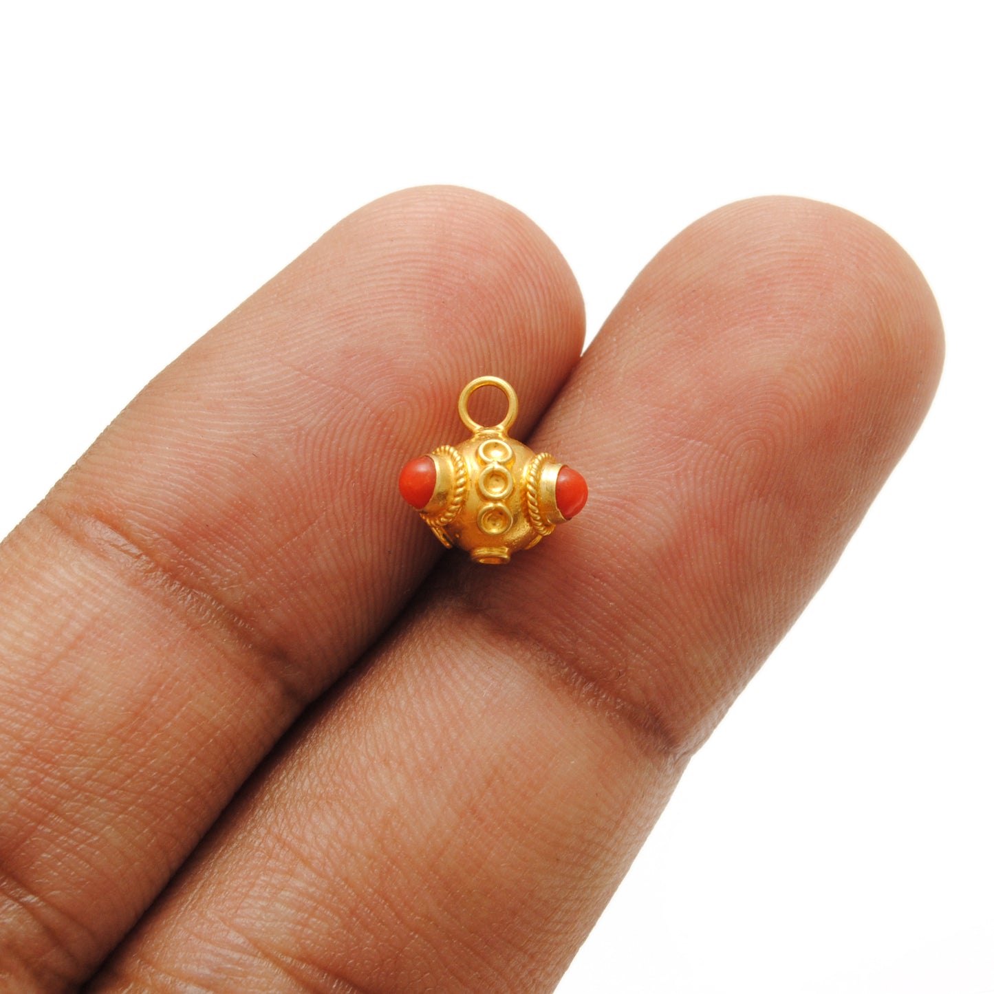 18k Yellow Gold Fancy Coral Charm Pendant 9x8mm