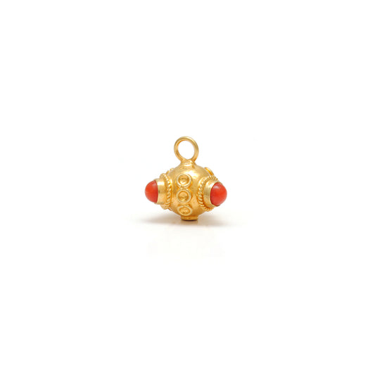 18k Yellow Gold Fancy Coral Charm Pendant 9x8mm - view 3