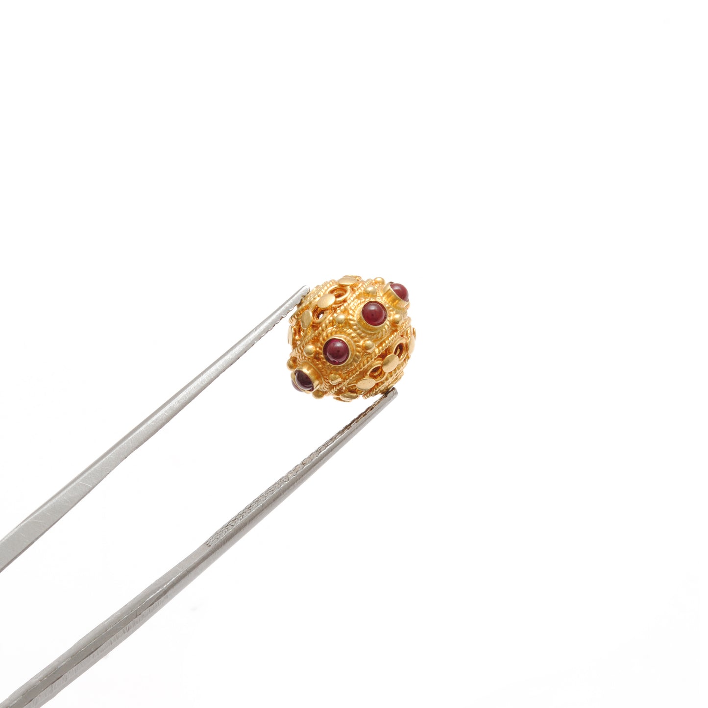 13X10MM 18 Carat Gold Ruby Round Spacer Beads Finding