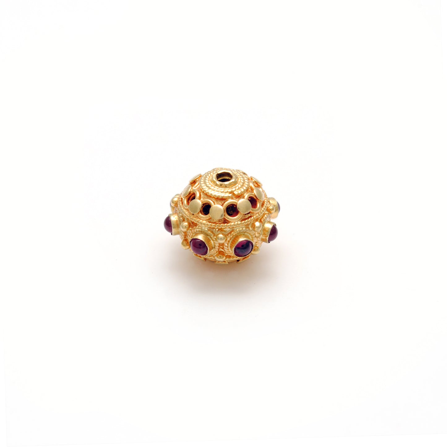 13X10MM 18 Carat Gold Ruby Round Spacer Beads Finding