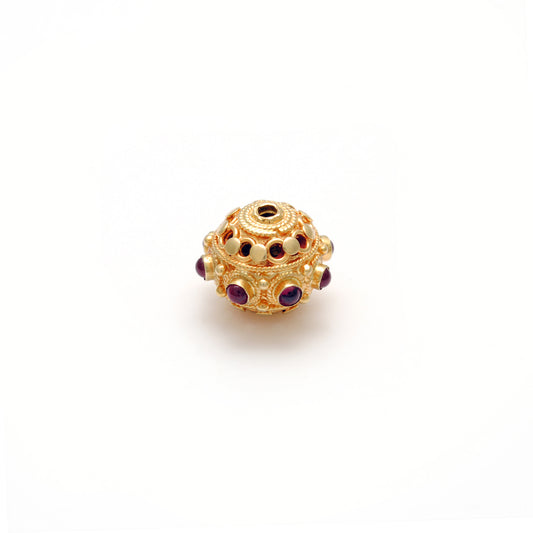 13X10MM 18 Carat Gold Ruby Round Spacer Beads Finding - view 3