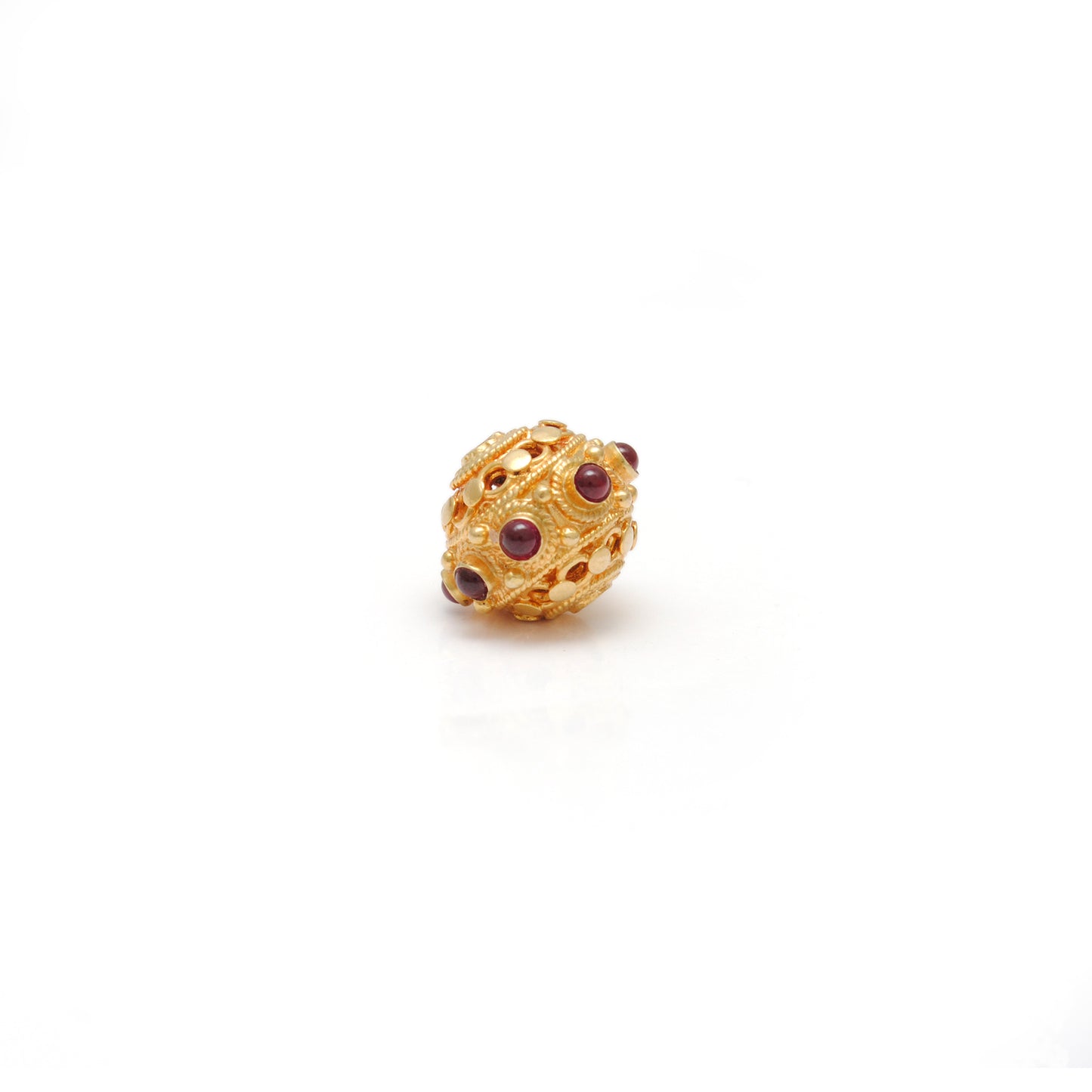 13X10MM 18 Carat Gold Ruby Round Spacer Beads Finding