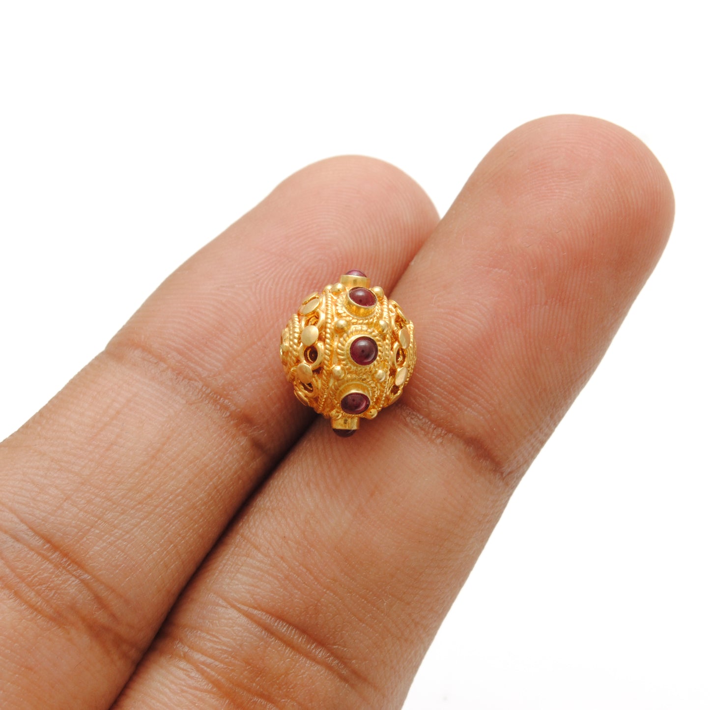 13X10MM 18 Carat Gold Ruby Round Spacer Beads Finding
