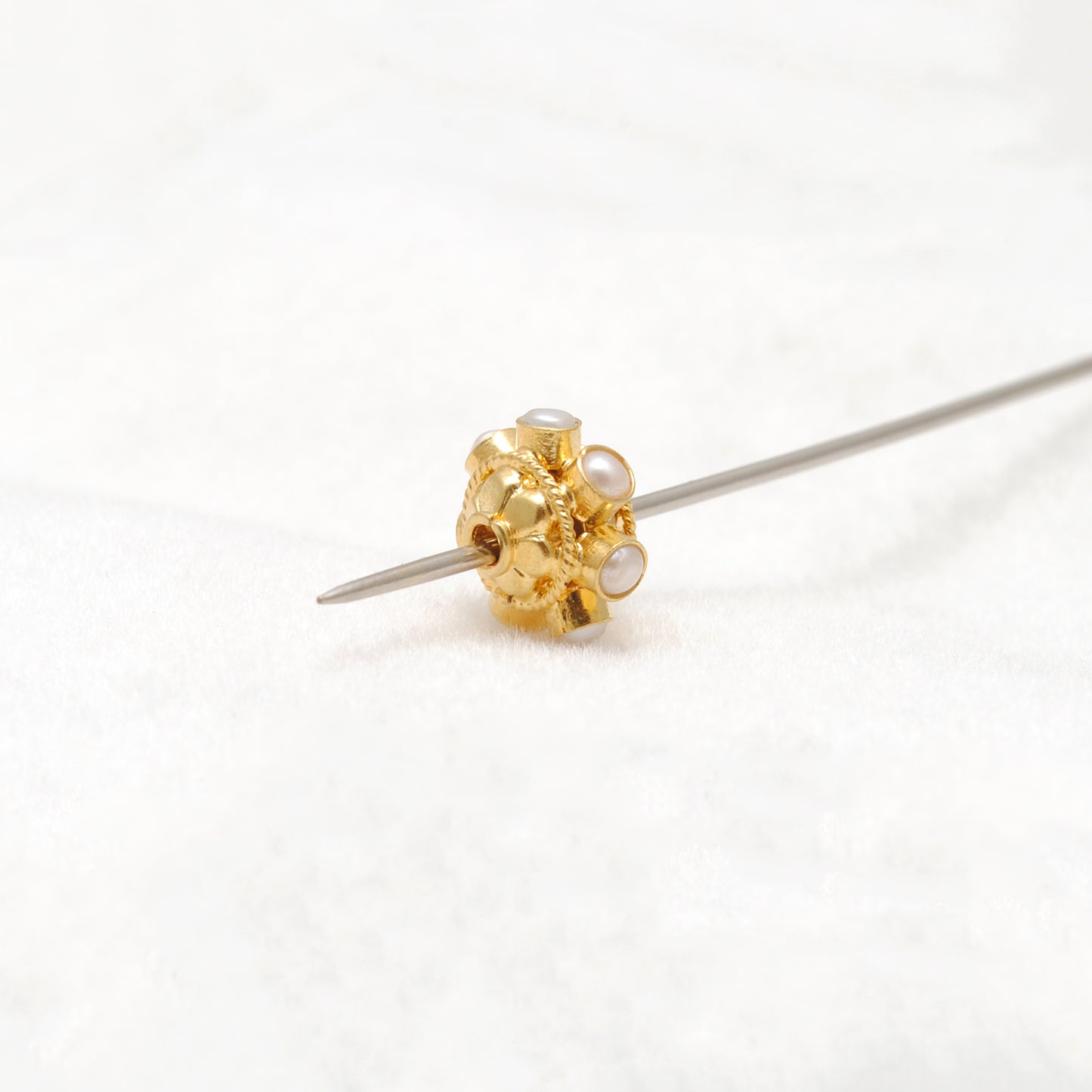 18K Gold Freshwater Pearl Stone Roundelle Spacer Bead