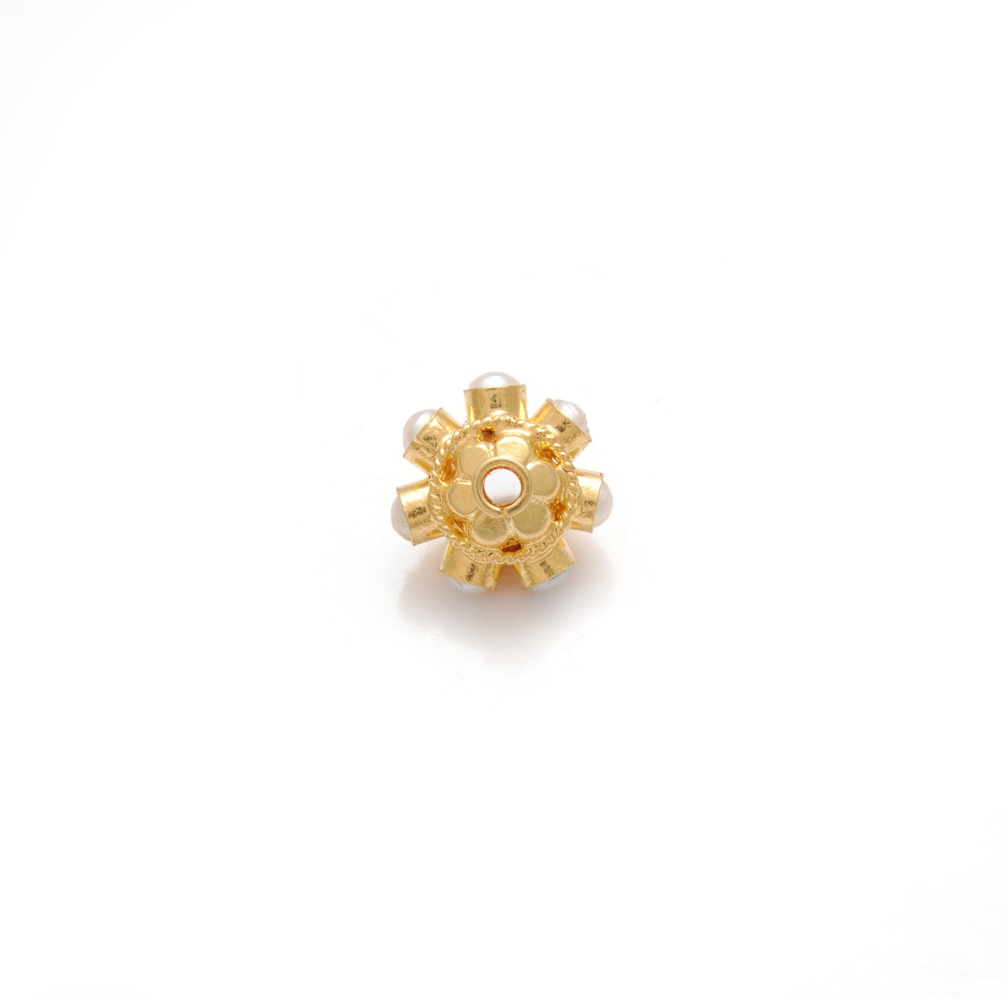 18K Gold Freshwater Pearl Stone Roundelle Spacer Bead