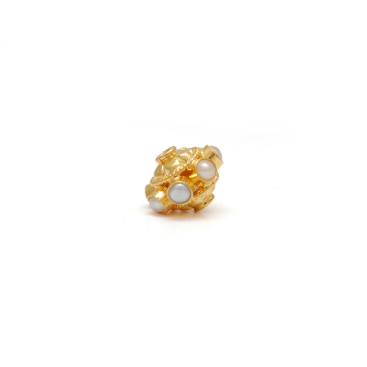 18K Gold Freshwater Pearl Stone Roundelle Spacer Bead