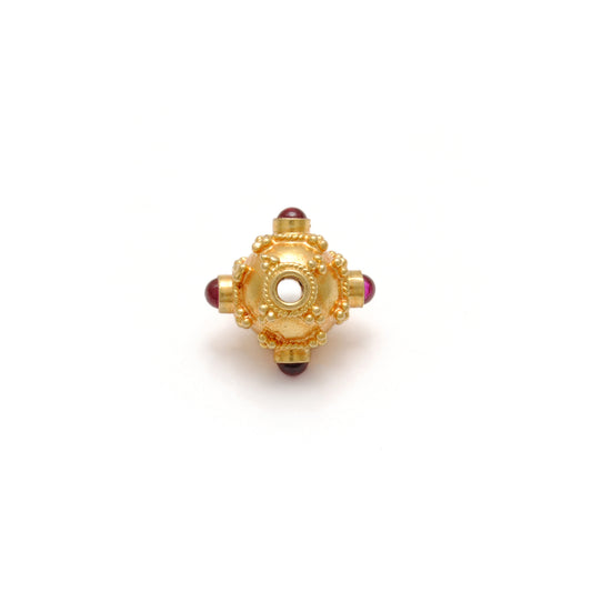 18 Carat Gold Ruby Round Spacer Beads 7.5mm - view 3