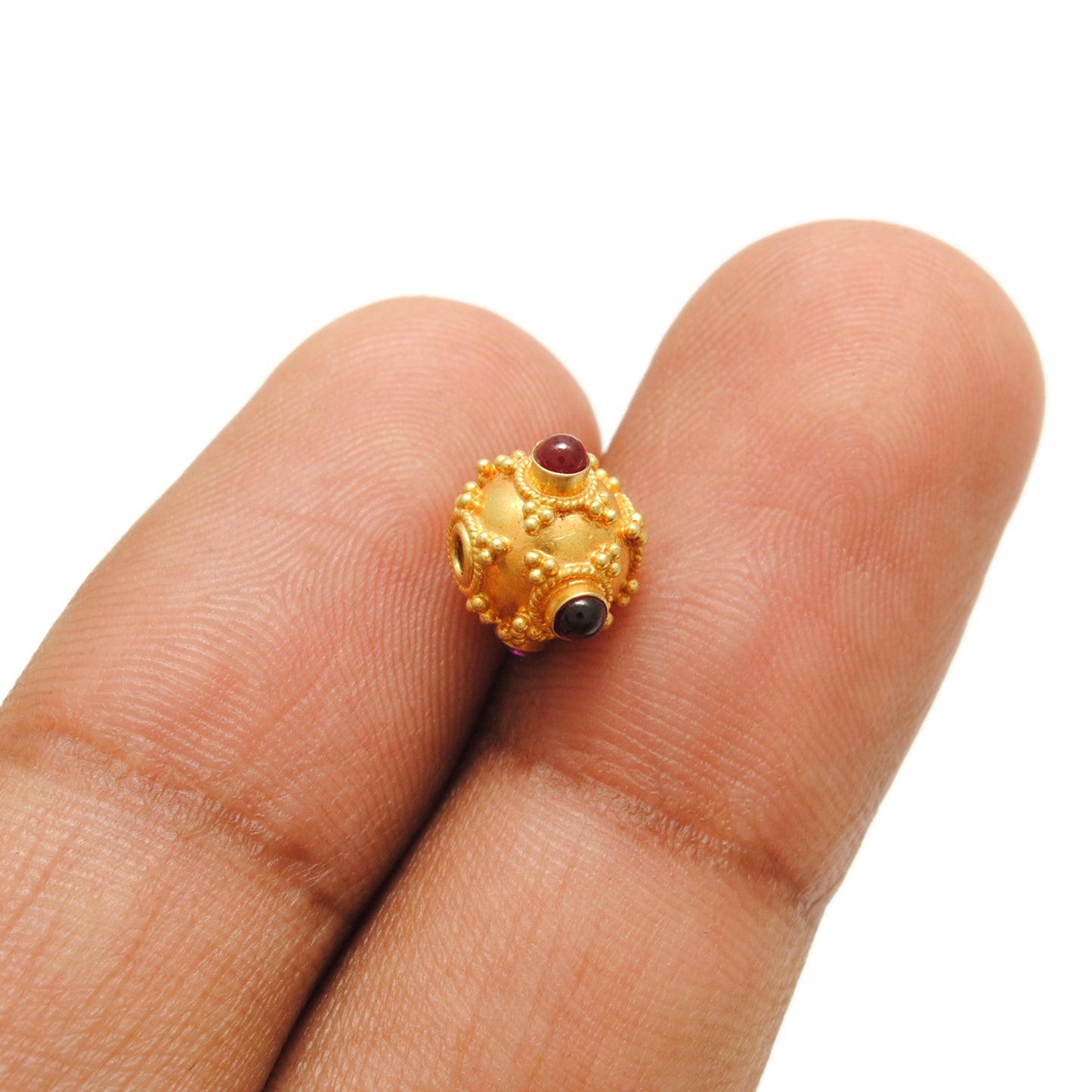18 Carat Gold Ruby Round Spacer Beads 7.5mm