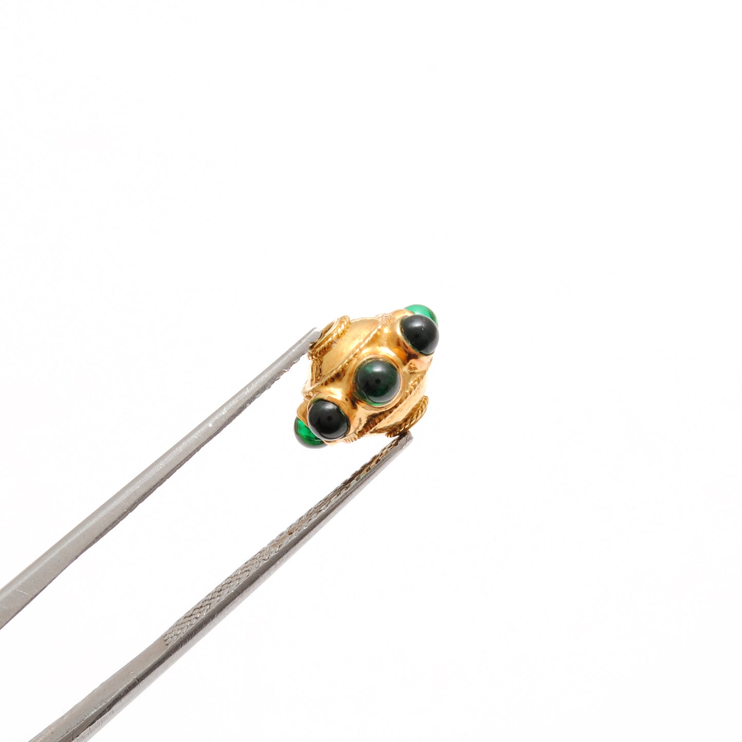 18 Karat Gold Emerald Flower Spacer Beads
