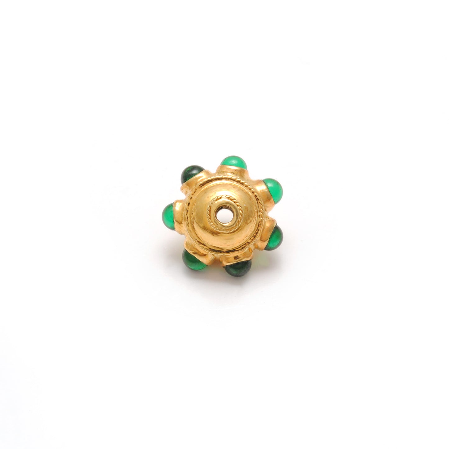 18 Karat Gold Emerald Flower Spacer Beads