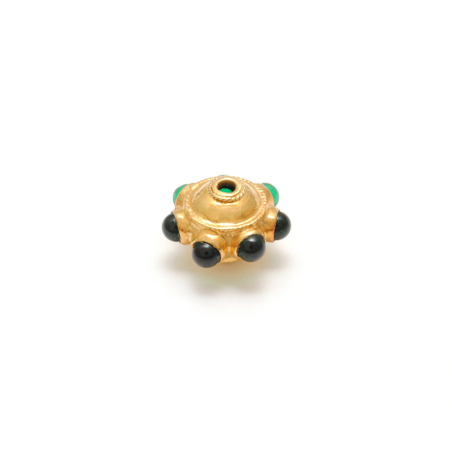 18 Karat Gold Emerald Flower Spacer Beads