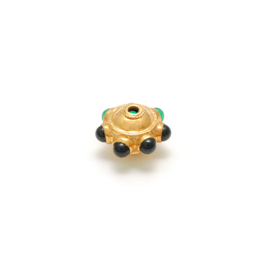 18 Karat Gold Emerald Flower Spacer Beads - view 3