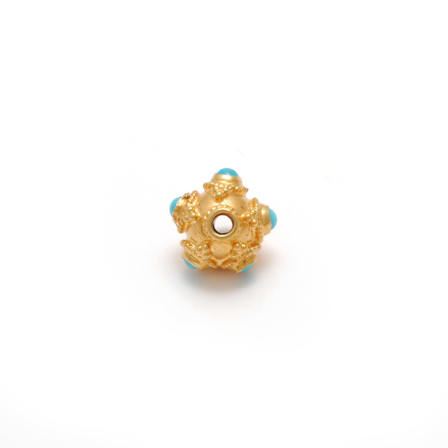 18KTT Gold Turquoise Round Spacer Beads 7x5mm