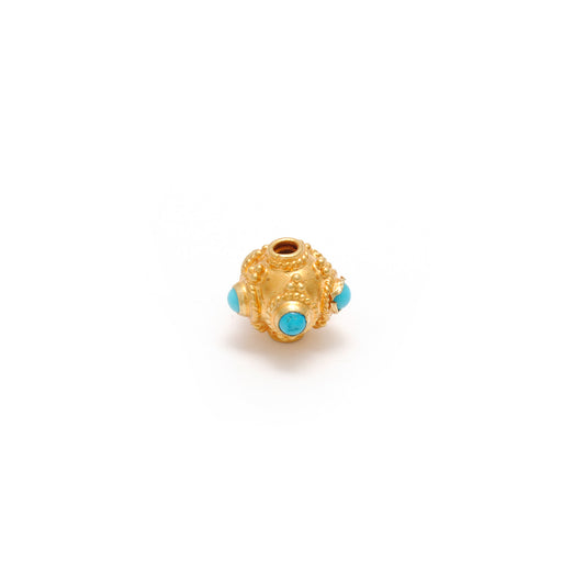 18KTT Gold Turquoise Round Spacer Beads 7x5mm - view 3