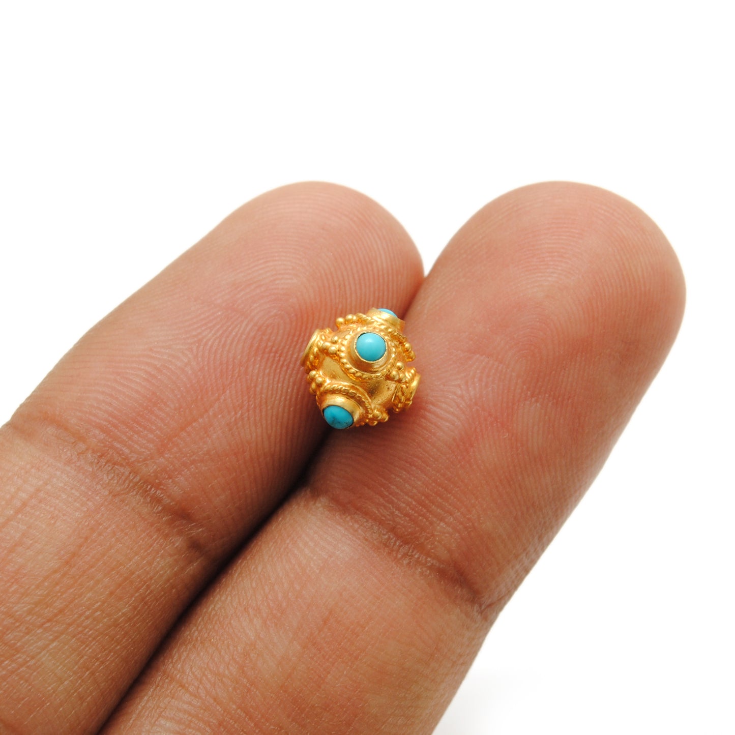 18KTT Gold Turquoise Round Spacer Beads 7x5mm