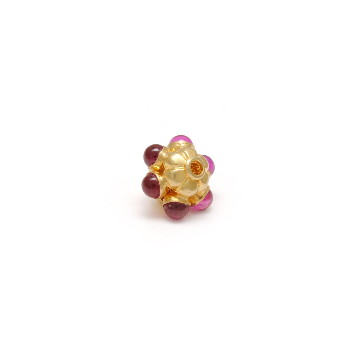 18 Karat Gold Ruby Flower Spacer Beads 8x7mm