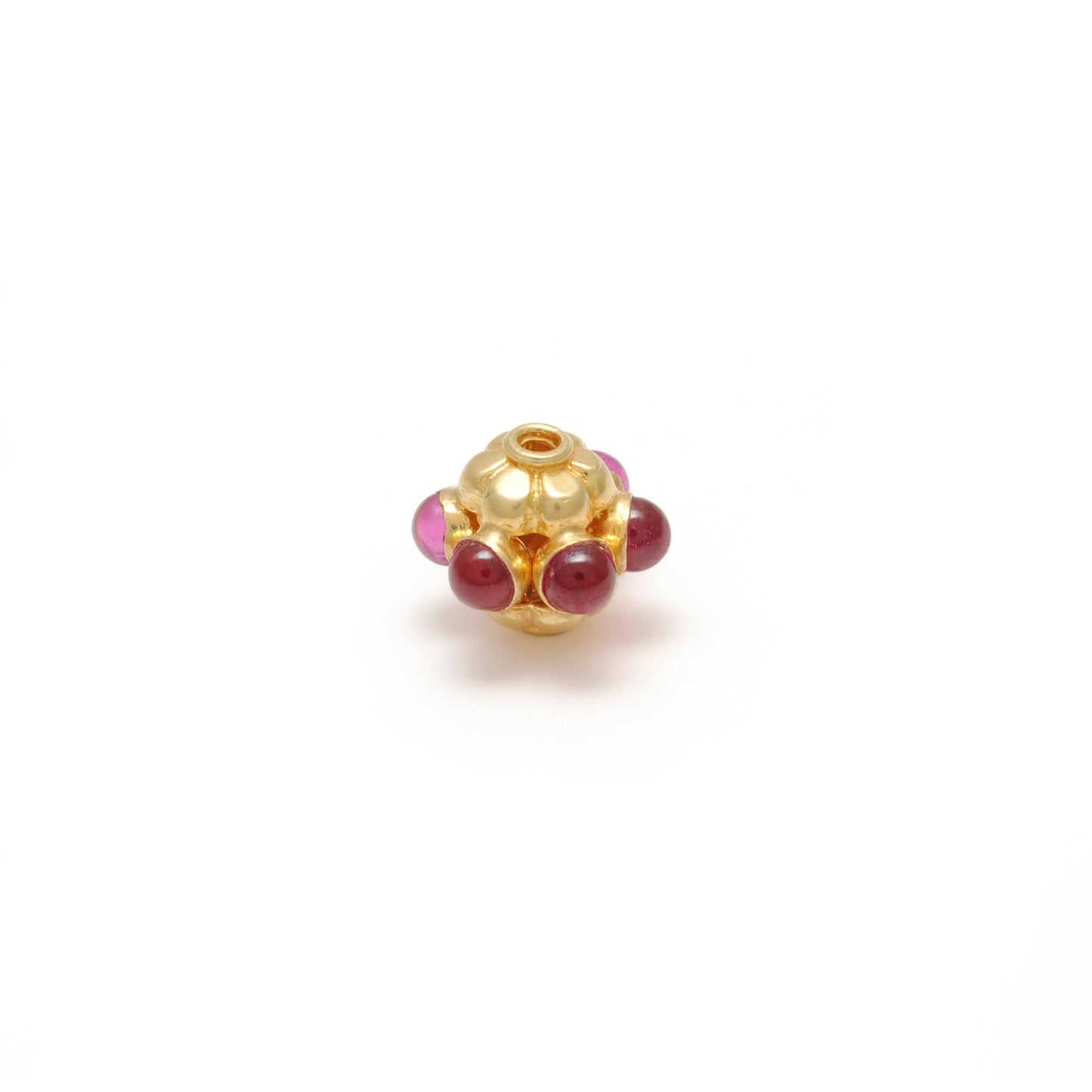 18 Karat Gold Ruby Flower Spacer Beads 8x7mm