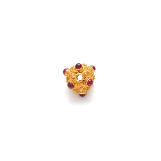 18 Karat Gold Ruby Round Spacer Ball Beads - view 3