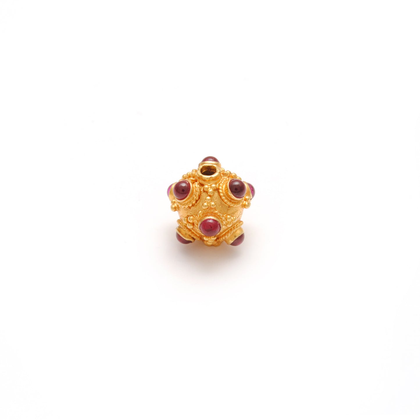 18 Karat Gold Ruby Round Spacer Ball Beads