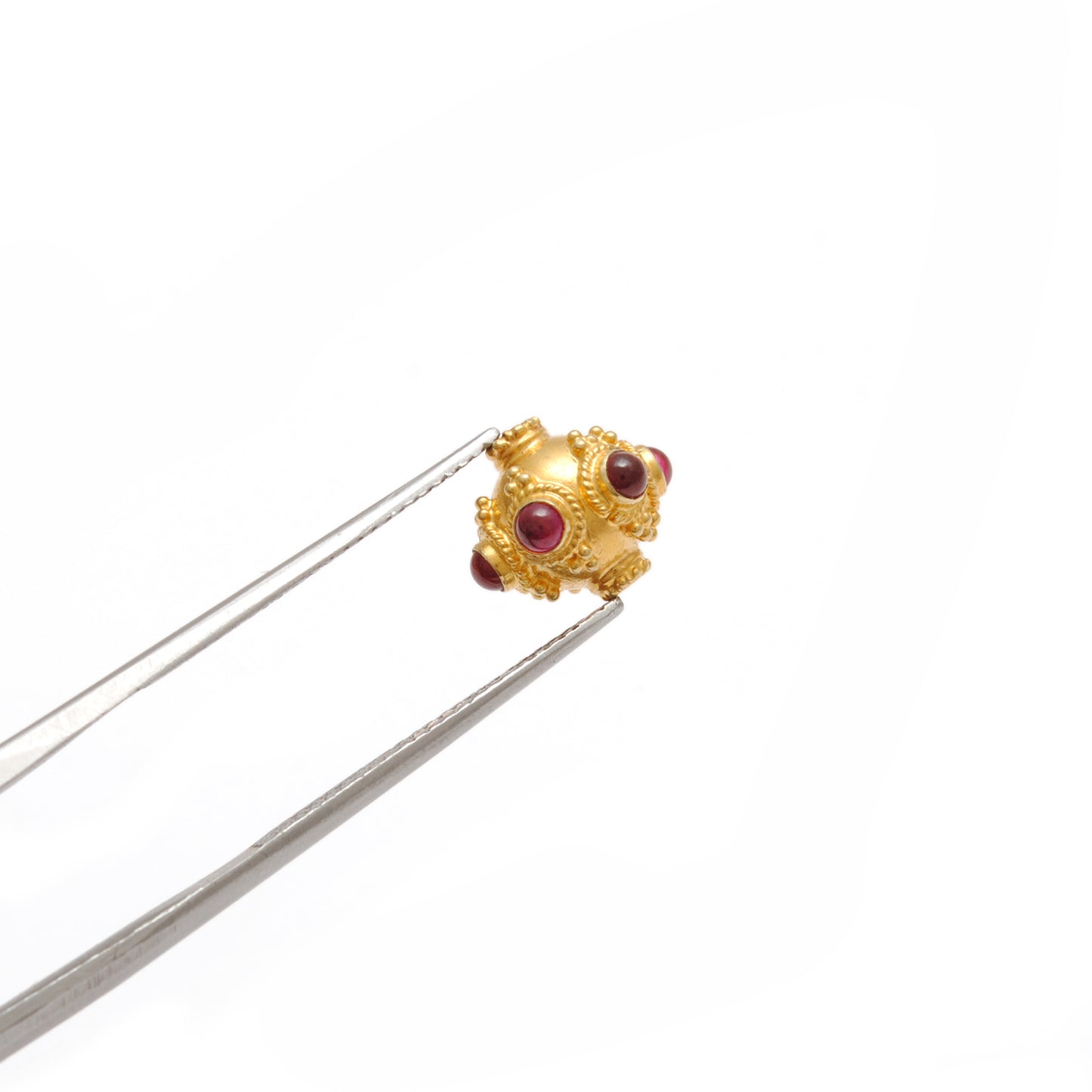 18 Karat Gold Rondelle Ruby Stone Spacer Beads Finding