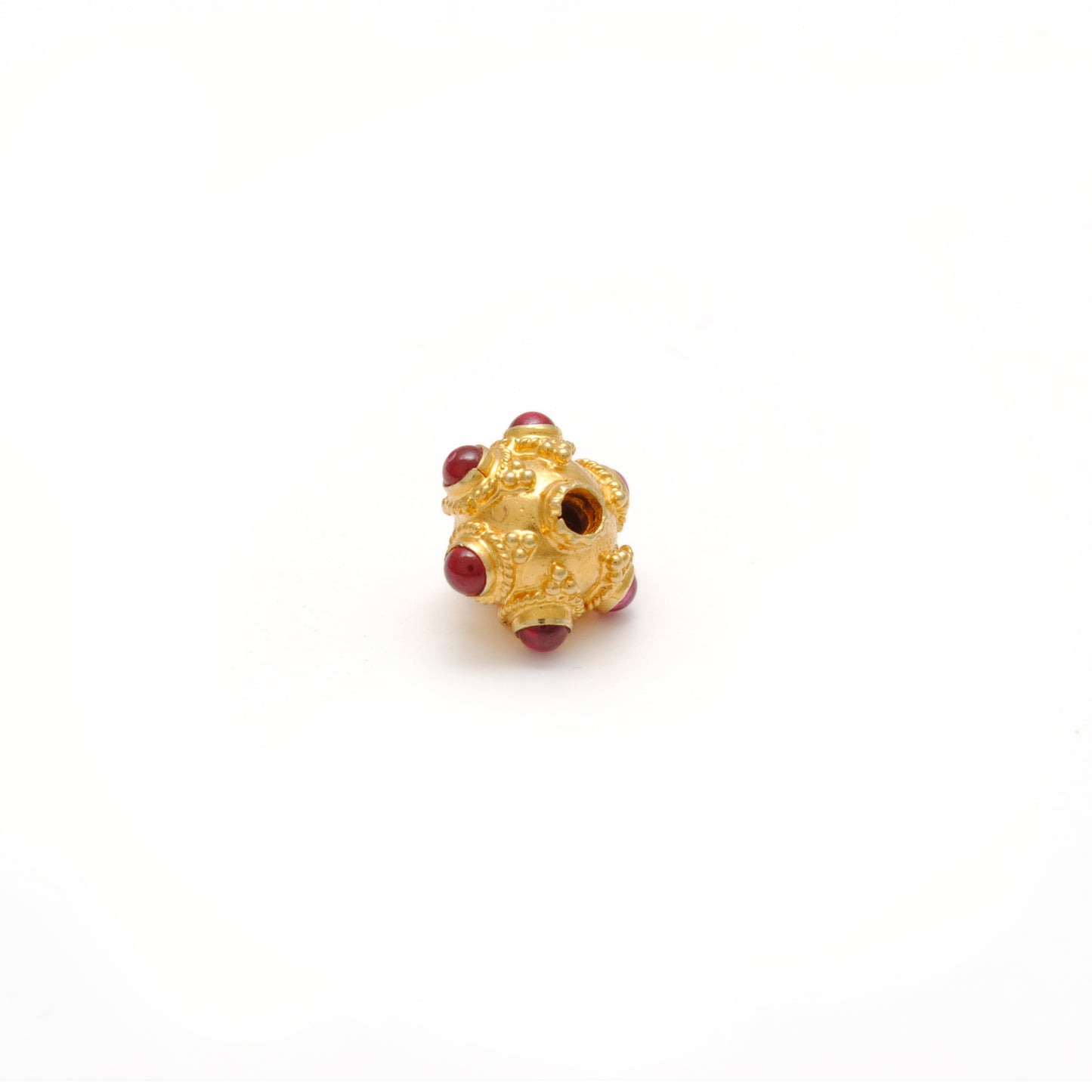 18 Karat Gold Rondelle Ruby Stone Spacer Beads Finding
